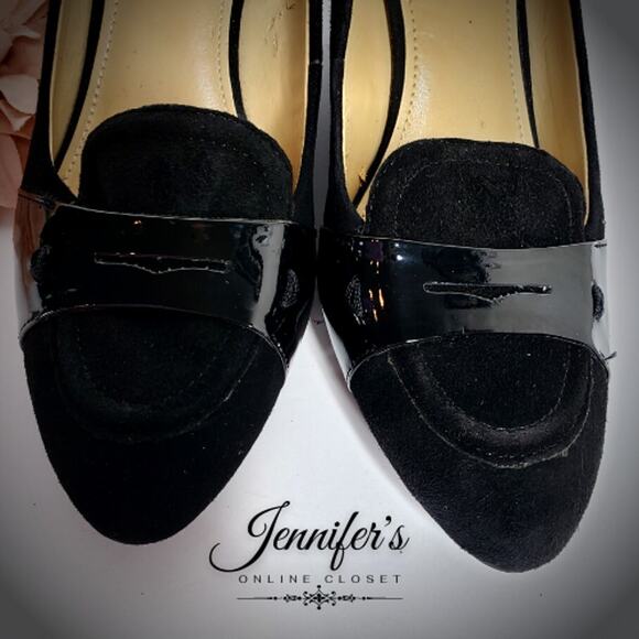 Joan & David Women's Black Manni Suede Loafer Wedges Size 8M - Picture 8 of 14